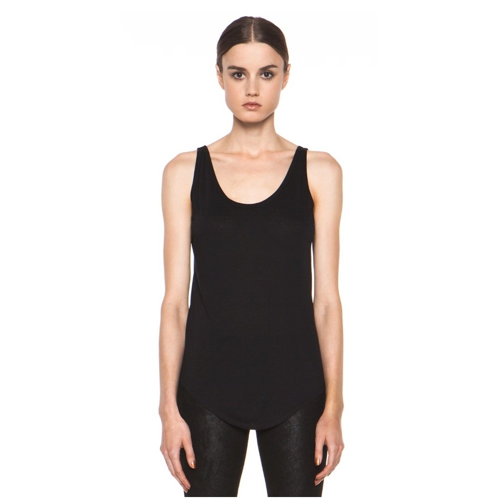 Helmut Lang Scoop Neck Kinetic Modal-Blend Tank‎ Top Black Size P